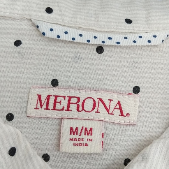 Merona beige Polk a dot button down shirt top - Picture 3 of 8